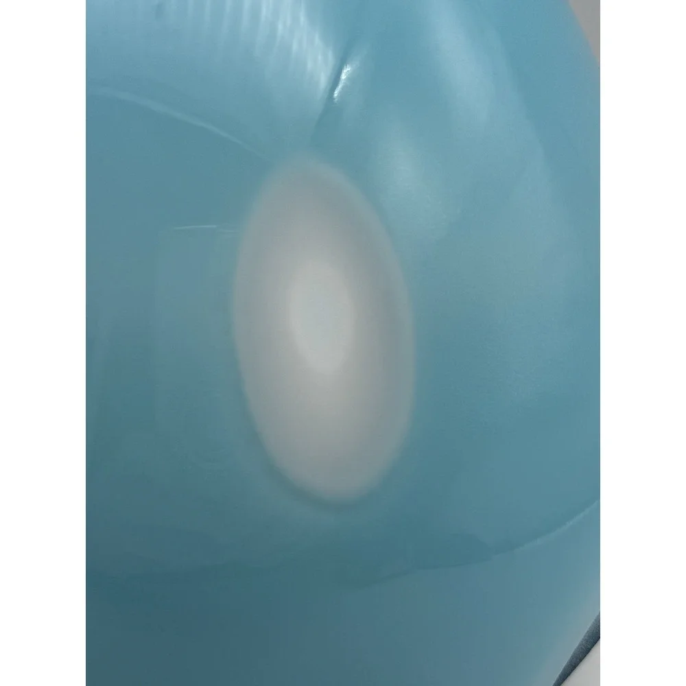 MCM Art Glass Hand Blown BLUE White Vase Modern Art w Circular Indentation 7